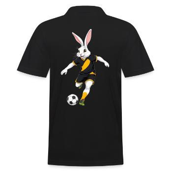 Osterhase Fußballspieler Ostern Fußball Design - Männer Poloshirt - Schwarz - Hinten - Kai (181cm)