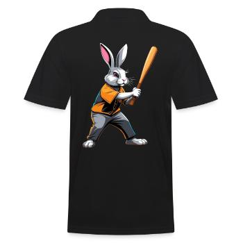 Baseballspieler Osterhase Lustiges Ostern - Männer Poloshirt - Schwarz - Hinten - Kai (181cm)