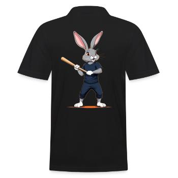 Baseballspieler Osterhase Lustiges Ostern - Männer Poloshirt - Schwarz - Hinten - Kai (181cm)