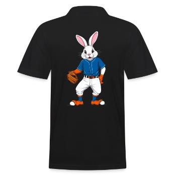 Baseball Player Easter Bunny Funny Design - Men's Polo Shirt - black - Back - Kai (181cm)