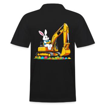 Osterhase Baggerfahrer Ostereier Lustiges - Männer Poloshirt - Schwarz - Hinten - Kai (181cm)