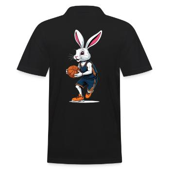 Joueur de basket-ball lapin de Pâques drôle streetwear - Polo Homme - noir - Dos - Kai (181cm)