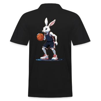 Joueur de basket-ball lapin de Pâques drôle streetwear - Polo Homme - noir - Dos - Kai (181cm)