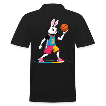 Joueur de basket-ball lapin de Pâques drôle streetwear - Polo Homme - noir - Dos - Kai (181cm)