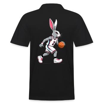Joueur de basket-ball lapin de Pâques drôle streetwear - Polo Homme - noir - Dos - Kai (181cm)