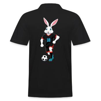 Osterhase Fußballspieler Ostern Fußball Design - Männer Poloshirt - Schwarz - Hinten - Kai (181cm)