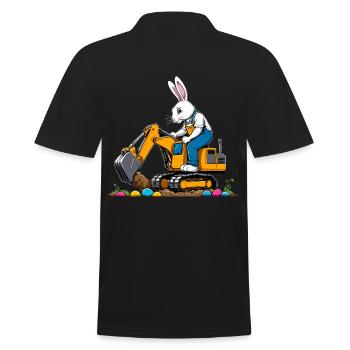 Osterhase Baggerfahrer Ostern Ostereier Lustiges - Männer Poloshirt - Schwarz - Hinten - Kai (181cm)