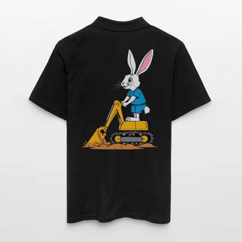 Easter Bunny Excavator Driver Funny Easter Eggs Digging Men's Polo Shirt