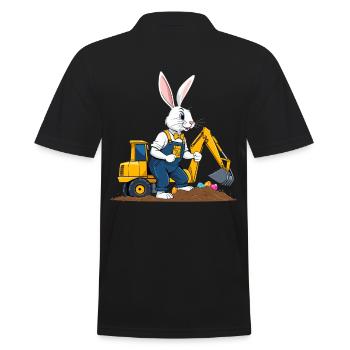 Easter Bunny Excavator Driver Easter Eggs Digging Funny - Men's Polo Shirt - black - Back - Kai (181cm)