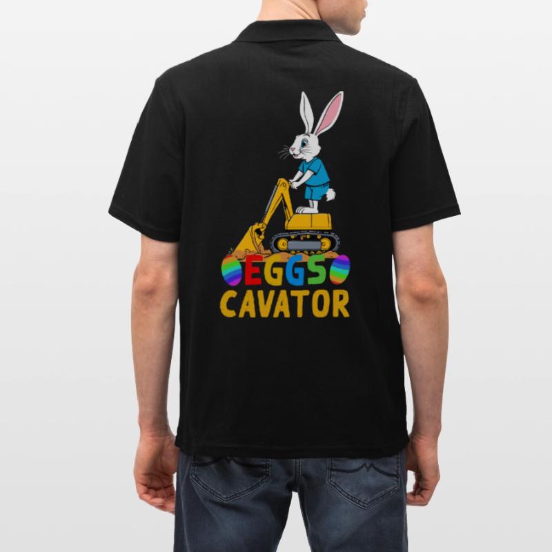Funny Easter Saying Easter Bunny Excavator Driver Men's Polo Shirt