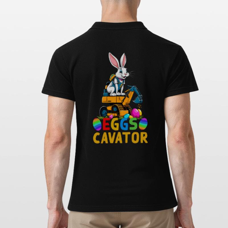 Funny Easter Saying Easter Bunny Excavator Driver Men's Polo Shirt