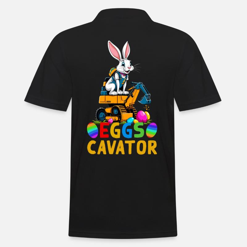 Lustiger Ostern Spruch Osterhase Baggerfahrer - Männer Poloshirt - Schwarz