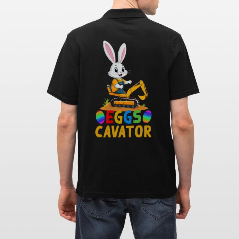 Funny Easter Saying Easter Bunny Excavator Driver Men's Polo Shirt