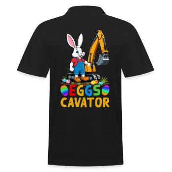Funny Easter Saying Easter Bunny Excavator Driver - Men's Polo Shirt - black - Back - Kai (181cm)