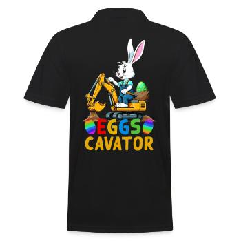 Funny Easter Saying Easter Bunny Excavator Driver - Men's Polo Shirt - black - Back - Kai (181cm)