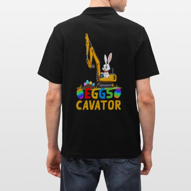 Funny Easter Saying Easter Bunny Excavator Driver Men's Polo Shirt