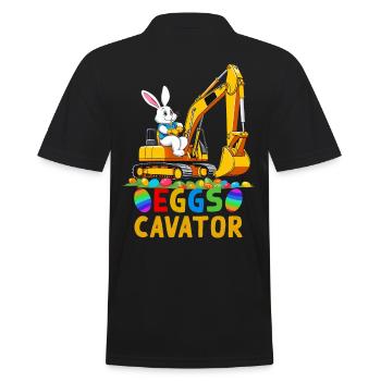 Lustiger Ostern Spruch Osterhase Baggerfahrer - Männer Poloshirt - Schwarz - Hinten - Kai (181cm)