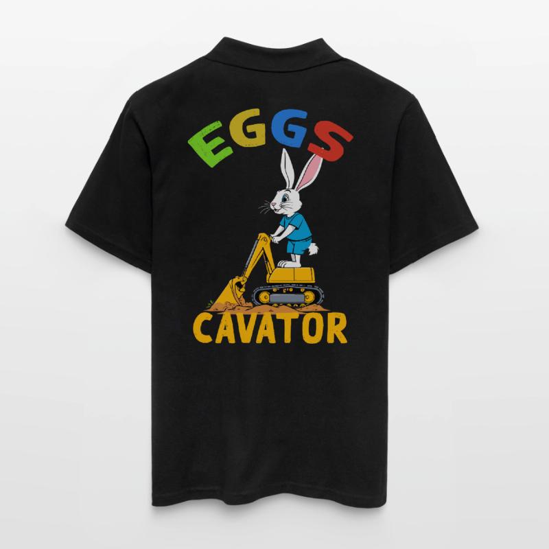 Funny Easter Saying Easter Bunny Excavator Driver Men's Polo Shirt