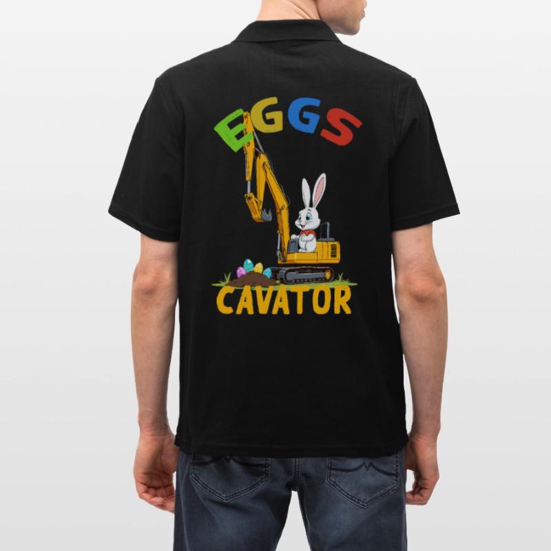 Funny Easter Saying Easter Bunny Excavator Driver Men's Polo Shirt
