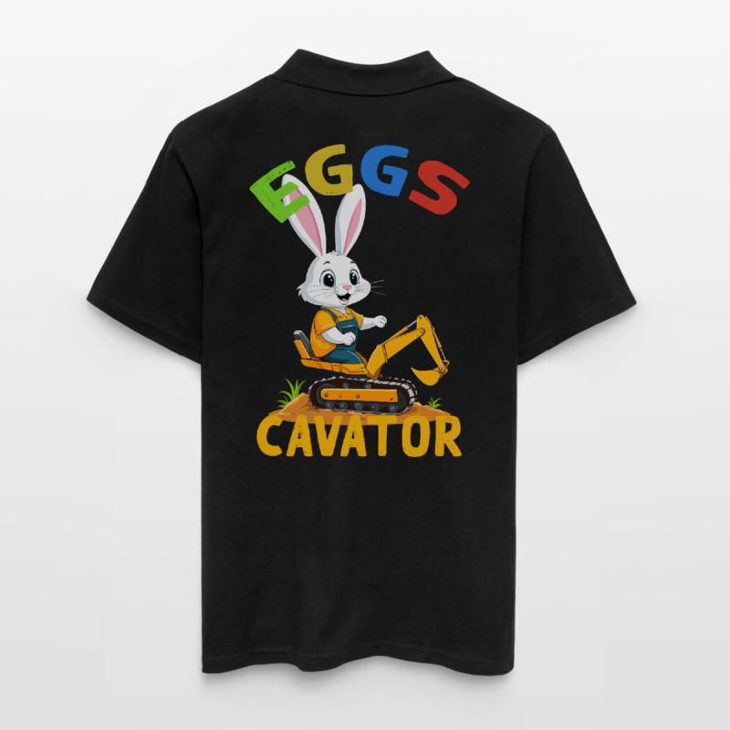 Funny Easter Saying Easter Bunny Excavator Driver Men's Polo Shirt