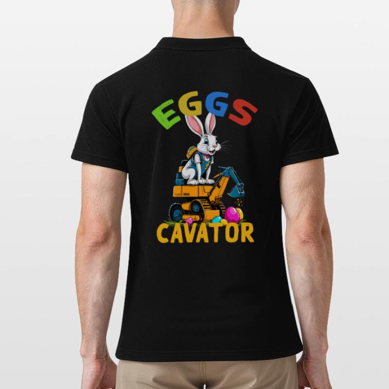 Funny Easter Saying Easter Bunny Excavator Driver Men's Polo Shirt