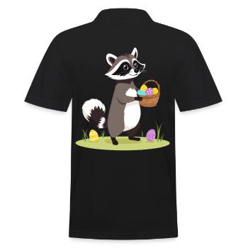 Funny Raccoon Costume Cute Easter Eggs - Men's Polo Shirt - black - Back - Kai (181cm)