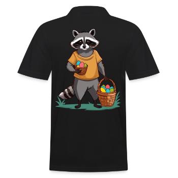 Lustiges Waschbären Kostüm Niedliches Ostereier - Männer Poloshirt - Schwarz - Hinten - Kai (181cm)