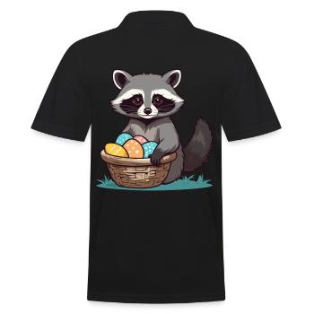 Lustiges Waschbär Osterhasen Niedliches Design - Männer Poloshirt - Schwarz - Hinten - Kai (181cm)