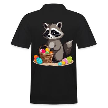 Lustiges Waschbären Kostüm Niedliches Ostereier - Männer Poloshirt - Schwarz - Hinten - Kai (181cm)