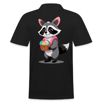 Funny Raccoon Costume Cute Easter Eggs - Men's Polo Shirt - black - Back - Kai (181cm)