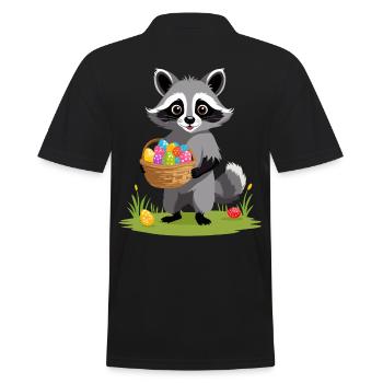 Lustiges Waschbär Osterhasen Niedliches Design - Männer Poloshirt - Schwarz - Hinten - Kai (181cm)