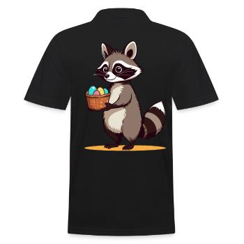 Funny Raccoon Costume with Easter Eggs Design - Men's Polo Shirt - black - Back - Kai (181cm)