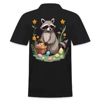 Funny Raccoon Costume Cute Easter Eggs - Men's Polo Shirt - black - Back - Kai (181cm)