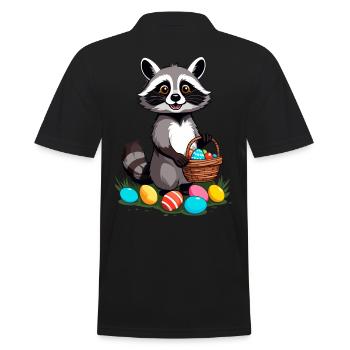 Funny Raccoon Costume Cute Easter Eggs - Men's Polo Shirt - black - Back - Kai (181cm)