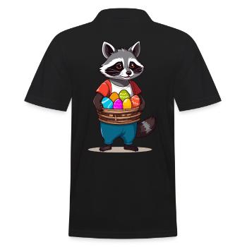 Funny Raccoon Costume Cute Easter Eggs - Men's Polo Shirt - black - Back - Kai (181cm)