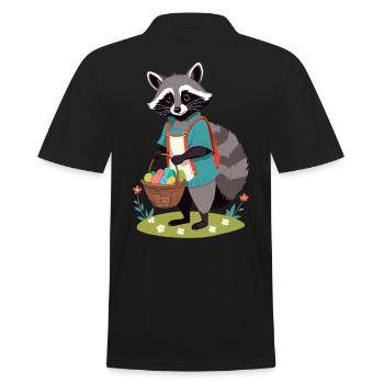 Funny Raccoon Costume Cute Easter Eggs - Men's Polo Shirt - black - Back - Kai (181cm)