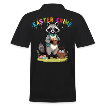 Easter Crime Raccoon Easter Bunny Design - Men's Polo Shirt - black - Back - Kai (181cm)