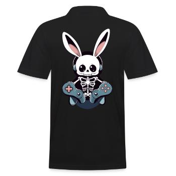 Osterhase Gamer Gaming Streetwear Ikonisches - Männer Poloshirt - Schwarz - Hinten - Kai (181cm)