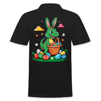 Iconic Easter Dinosaur T-Rex Bunny Funny Easter - Men's Polo Shirt - black - Back - Kai (181cm)