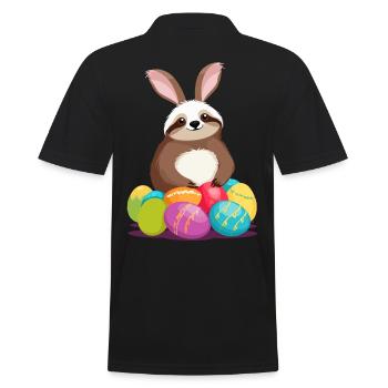 Lustiges Faultier Osterhase Ikonisches Ostern - Männer Poloshirt - Schwarz - Hinten - Kai (181cm)