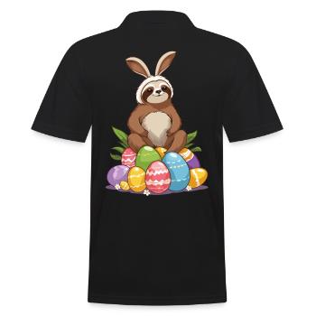Lustiges Faultier Osterhase Ikonisches Ostern - Männer Poloshirt - Schwarz - Hinten - Kai (181cm)