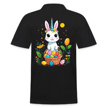 Lustiges Einhorn Osterhase Süßes Ostereinhorn - Männer Poloshirt - Schwarz - Hinten - Kai (181cm)