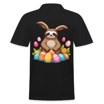 Drôle de paresseux lapin de Pâques emblématique Pâques - Polo Homme - noir - Dos - Kai (181cm)