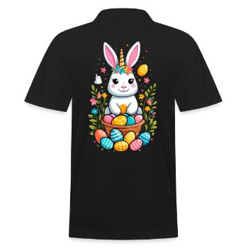 Funny Unicorn Easter Bunny Cute Easter Unicorn - Men's Polo Shirt - black - Back - Kai (181cm)