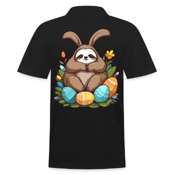 Lustiges Faultier Osterhase Süßes Osterfaultier - Männer Poloshirt - Schwarz - Hinten - Kai (181cm)