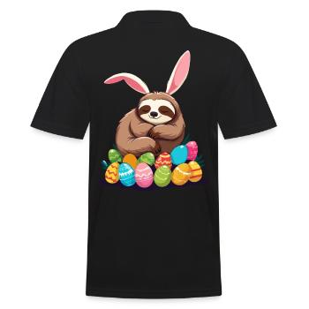 Lustiges Faultier Osterhase Ikonisches Ostern - Männer Poloshirt - Schwarz - Hinten - Kai (181cm)
