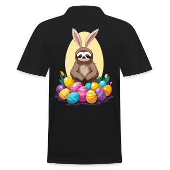 Lustiges Faultier Osterhase Ikonisches Ostern - Männer Poloshirt - Schwarz - Hinten - Kai (181cm)