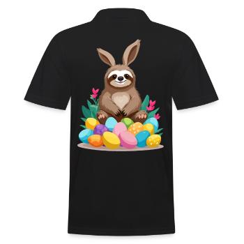 Lustiges Faultier Osterhase Süßes Ikonisches - Männer Poloshirt - Schwarz - Hinten - Kai (181cm)
