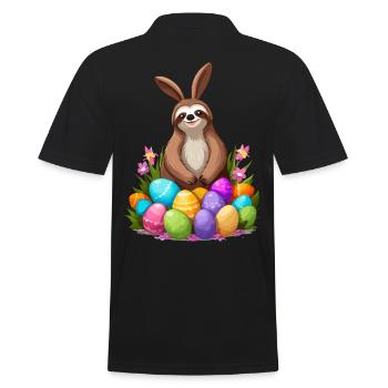 Lustiges Faultier Osterhase Süßes Osterdesign - Männer Poloshirt - Schwarz - Hinten - Kai (181cm)