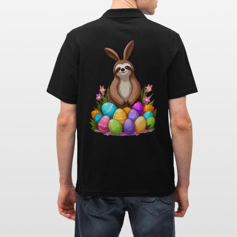 Funny Sloth Easter Bunny Cute Easter Design Men's Polo Shirt